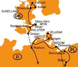 Mapa - 1221/OSTROVY DÁNSKA, RUJÁNA A USEDOM