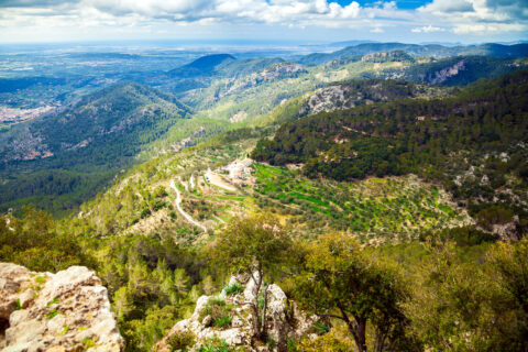 Vyhlídka od Alaró, Mallorca, Španělsko
