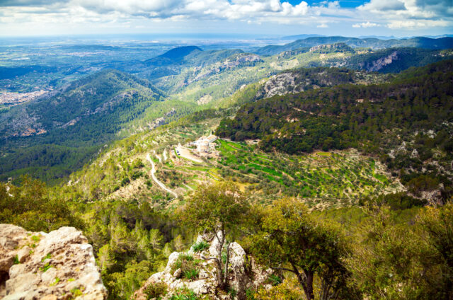 Vyhlídka od Alaró, Mallorca, Španělsko