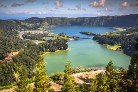 Jezera Sete Cidades, Sao Miguel, Azory
