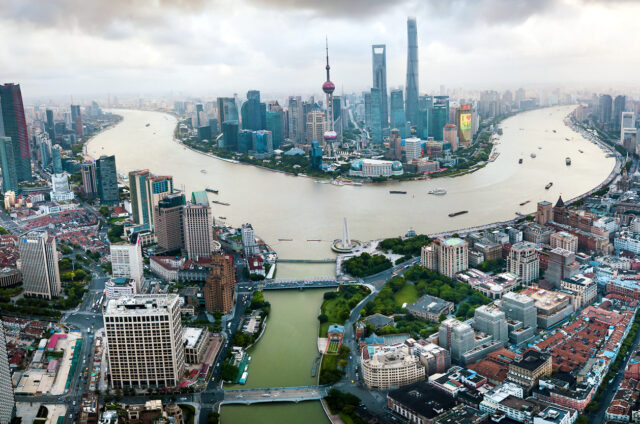 Pohled na Šanghaj, Čína