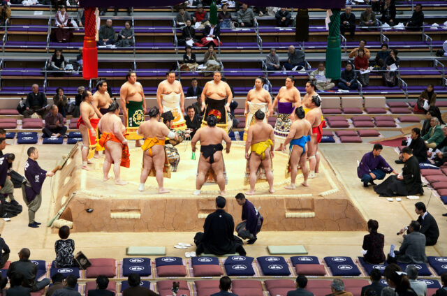 Turnaj sumo, Fukuoka, Japonsko