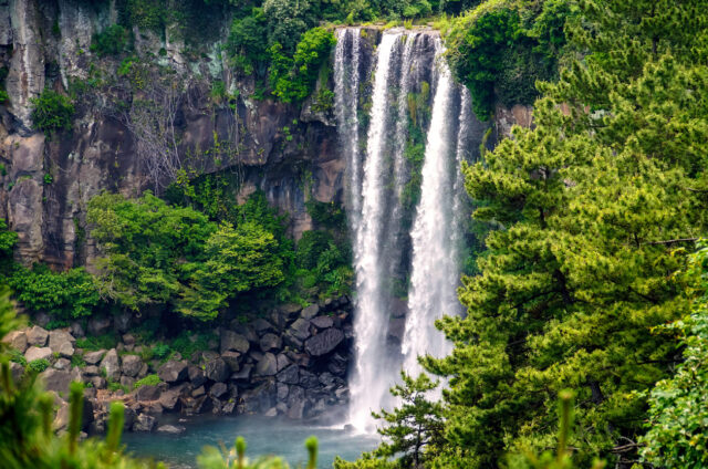 Vodopád Jeongbang, Ostrov Čedžu, Korea
