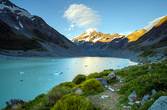 Mt. Cook, Jižní ostrov, Nový Zéland