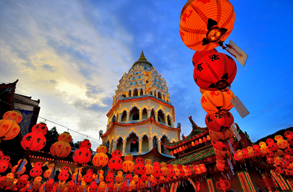 Budhistický klášter Kek Lok Si, Penang, Malajsie