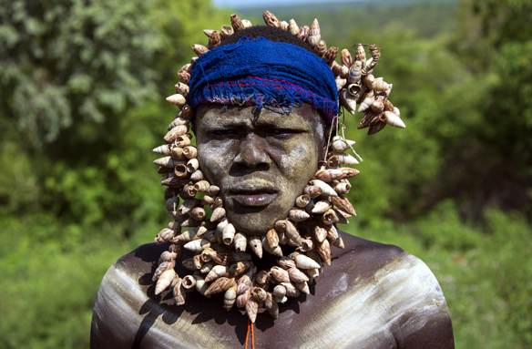 Muž kmene Mursi, N.P. Mago, Etiopie