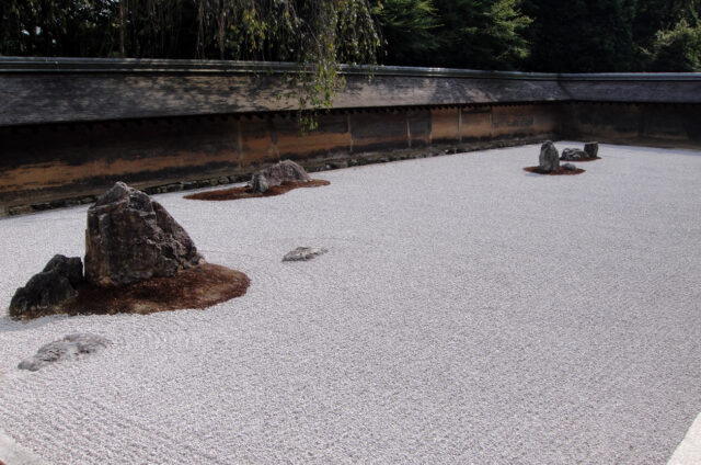 Kjóto, kamenná zahrada Rjóandži, Japonsko