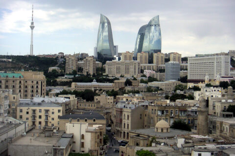 Mrakodrapy Flame Towers, Baku, Ázerbajdžán