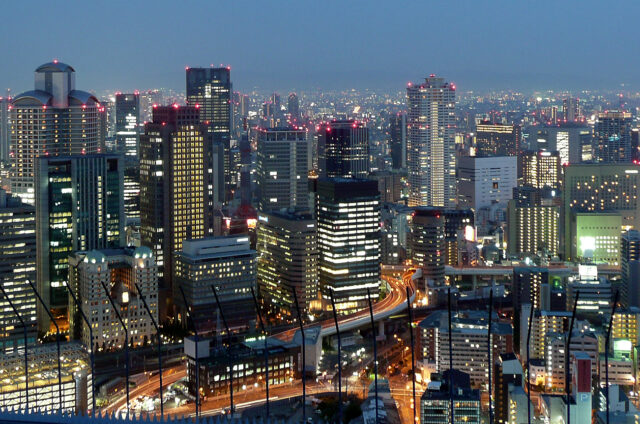 Noční Ósaka, Japonsko