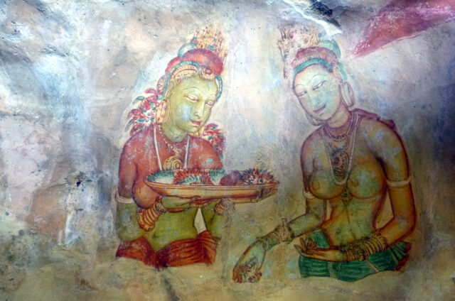 Skalní kresby žen, Sigiriya, Srí Lanka