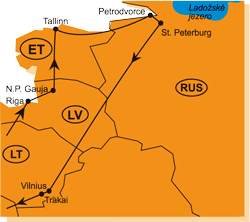 Mapa - 0131/PETROHRAD A PETRODVORCE S NÁVŠTĚVOU POBALTÍ