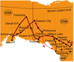 Mapa - 0242/ALJAŠKA A KANADA – PRODLOUŽENÍ O BRITSKOU KOLUMBII