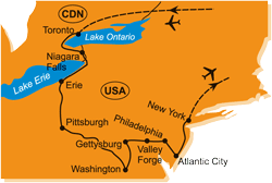 Mapa - 0261/VÝCHOD USA A TORONTO – OD NIAGARY K ATLANTIKU