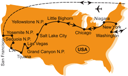Mapa - 0292/NAPŘÍČ USA – Z WASHINGTONU DO KALIFORNIE