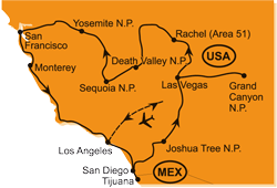 Mapa - 0301/OKRUH KALIFORNIÍ, GRAND CANYON A MEXIKO