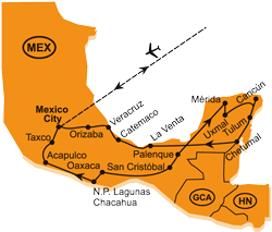 Mapa - 0341/OKRUH MEXIKEM NA YUCATÁN – PO STOPÁCH AZTÉKŮ A MAYŮ