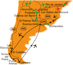 Mapa - 0511/ČTYŘMI ZEMĚMI JIŽNÍ AMERIKY – ARGENTINA, URUGUAY, PARAGUAY, BRAZÍLIE