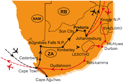 Mapa - 0532/OKRUH JIŽNÍ AFRIKOU – Z KAPSKÉHO MĚSTA DO JOHANNESBURGU