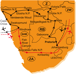 Mapa - 0542/NAMIBIE, JAR A LESOTHO
