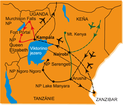 Mapa - 0563/KEŇA, TANZANIE, ZANZIBAR, UGANDA – S VÝSTUPEM NA MT. KEŇU