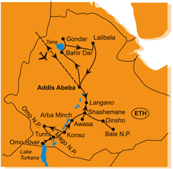 Mapa - 0571/ETNICKÁ ETIOPIE – JIŽNÍ OKRUH