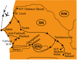 Mapa - 0591/SENEGAL A GAMBIE – MEZI SAHAROU, GALERIOVÝMI LESY A BAOBABY