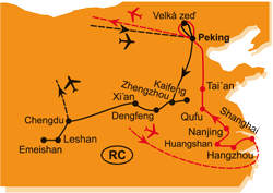 Mapa - 0802/ČÍNA – Z PEKINGU DO SEČUÁNSKA