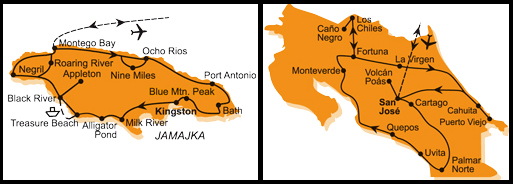 Mapa - 0374/JAMAJKA A KOSTARIKA